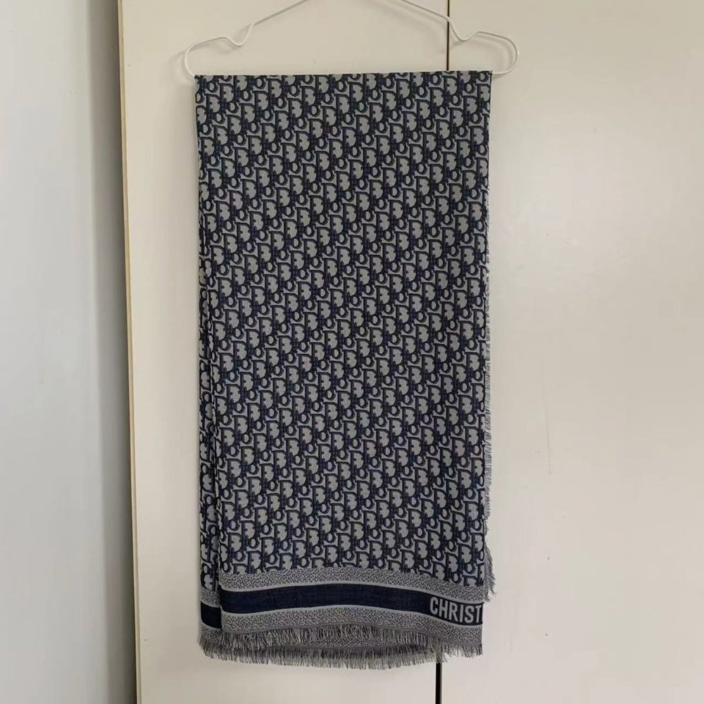 Navy blue Dior Oblique shawl